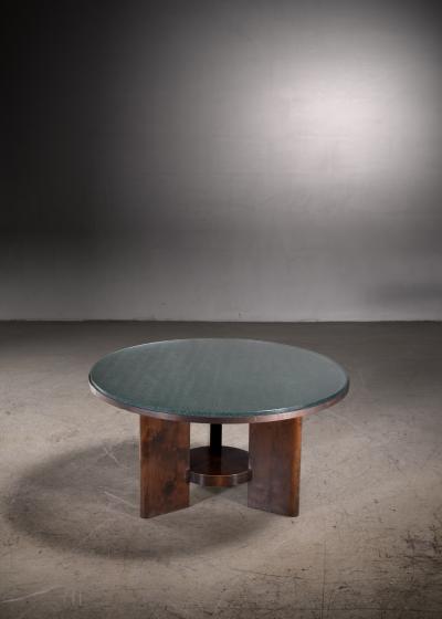 Scandinavian Modern wood and glass coffee table