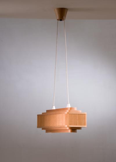 Scandinavian Modern wood and metal pendant