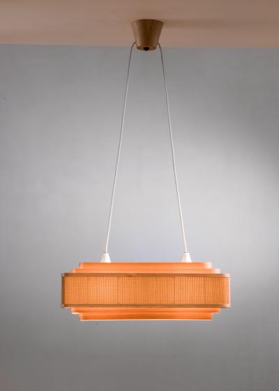 Scandinavian Modern wood and metal pendant