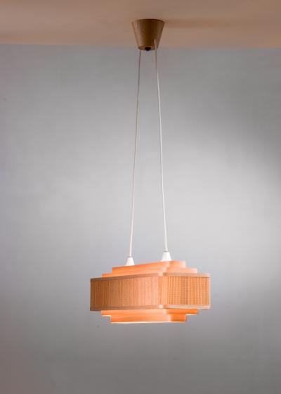 Scandinavian Modern wood and metal pendant