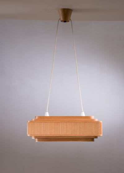 Scandinavian Modern wood and metal pendant