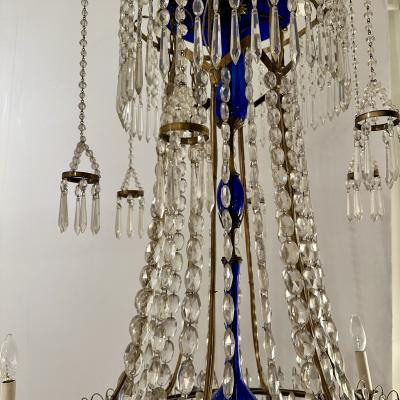 Scandinavian Neoclassical Six Light Crystal Chandelier circa 1800