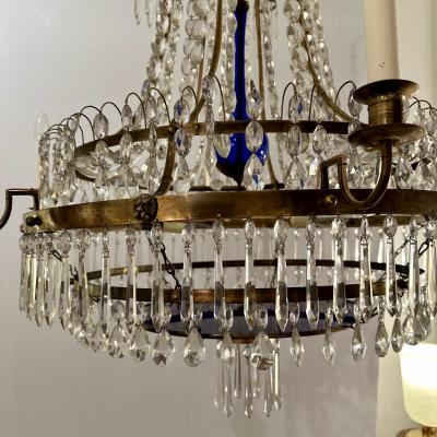 Scandinavian Neoclassical Six Light Crystal Chandelier circa 1800
