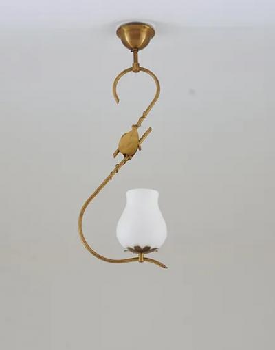 Scandinavian Pendant in Brass and Glass Swedish Modern