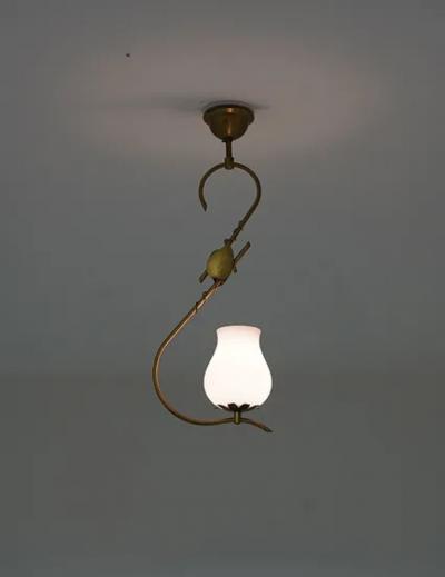Scandinavian Pendant in Brass and Glass Swedish Modern