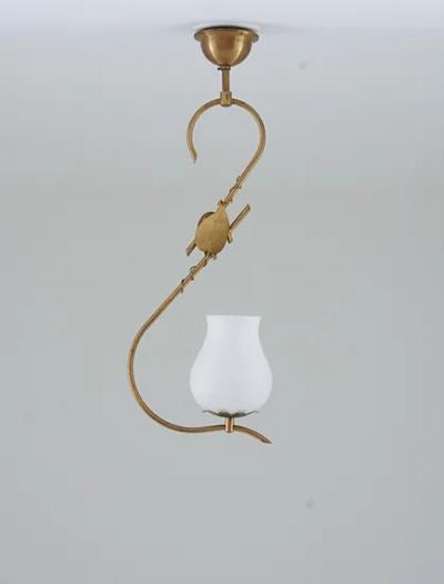 Scandinavian Pendant in Brass and Glass Swedish Modern