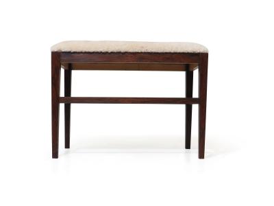 Scandinavian Rosewood Bench in Shearling