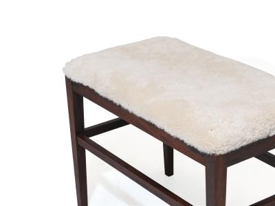 Scandinavian Rosewood Bench in Shearling