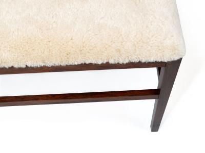 Scandinavian Rosewood Bench in Shearling