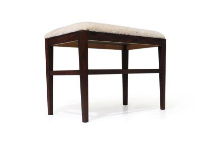 Scandinavian Rosewood Bench in Shearling
