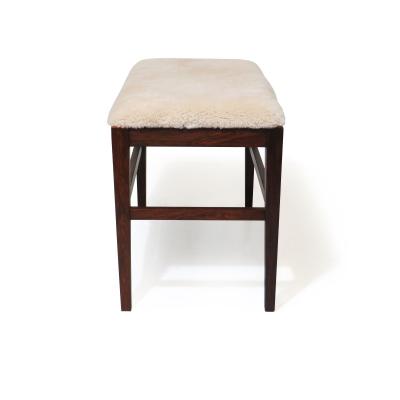 Scandinavian Rosewood Bench in Shearling