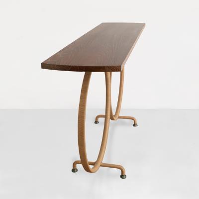 Scandinavian SWEDISH MID CENTURY RING CONSOLE TABLE WITH CERUSED OAK TOP 