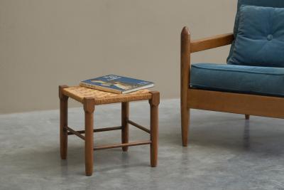 Scandinavian Stool in Solid Oak and Papercord 1960s