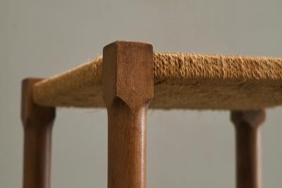 Scandinavian Stool in Solid Oak and Papercord 1960s