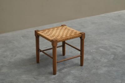 Scandinavian Stool in Solid Oak and Papercord 1960s