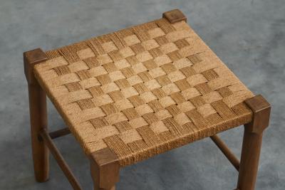 Scandinavian Stool in Solid Oak and Papercord 1960s