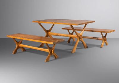Scandinavian Table and Bench Set