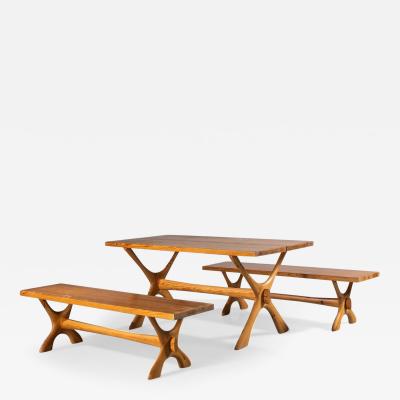 Scandinavian Table and Bench Set