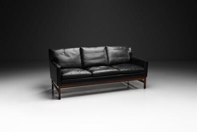 Scandinavian Three Seater Leather Sofa Denmark ca 1960s