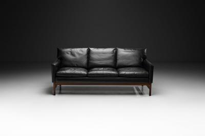 Scandinavian Three Seater Leather Sofa Denmark ca 1960s