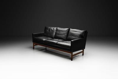 Scandinavian Three Seater Leather Sofa Denmark ca 1960s