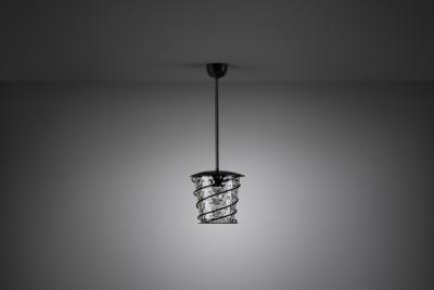 Scandinavian Tin and Glass Accent Ceiling Lamp Scandinavia 1920s