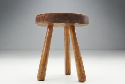 Scandinavian Tripod Wood Stool Scandinavia ca 1950s