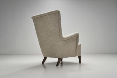 Scandinavian Upholstered Wingback Armchair Scandinavia 1950s