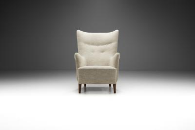 Scandinavian Upholstered Wingback Armchair Scandinavia 1950s