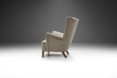 Scandinavian Upholstered Wingback Armchair Scandinavia 1950s
