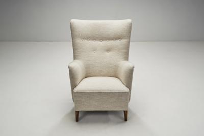 Scandinavian Upholstered Wingback Armchair Scandinavia 1950s