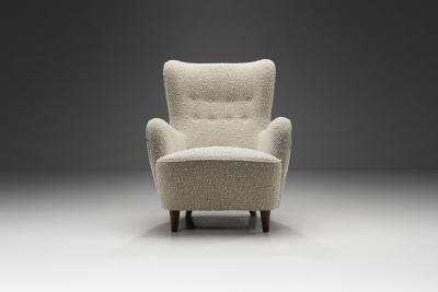 Scandinavian Wingback Armchair Upholstered in Boucl Scandinavia 1950s