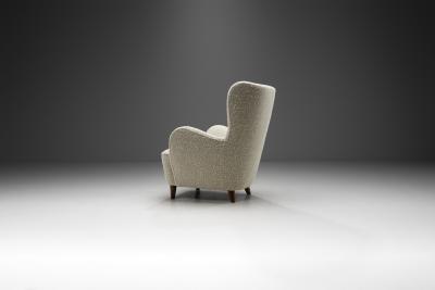 Scandinavian Wingback Armchair Upholstered in Boucl Scandinavia 1950s