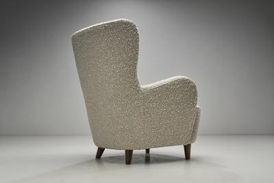 Scandinavian Wingback Armchair Upholstered in Boucl Scandinavia 1950s