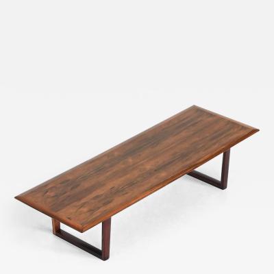 Scandinavian long shaped coffee table in rosewood Denmark 1960