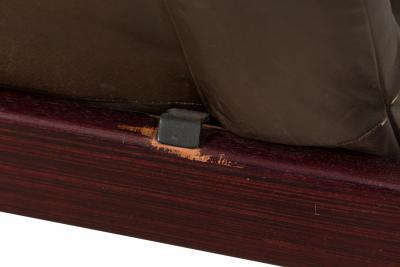 Scandinavian style Tufted Brown Leather Sofa on Rectilinear Wooden Frame