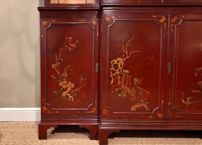 Scarlet Lacquer Chinoiserie Breakfront American Circa 1960