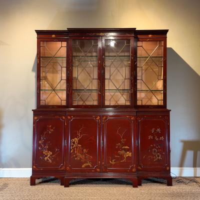 Scarlet Lacquer Chinoiserie Breakfront American Circa 1960