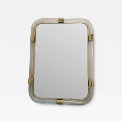 Scenographic Italian Torciglione Torchon Murano Glass Wall Mirror