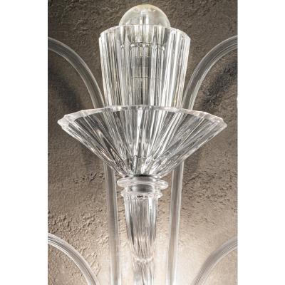 Scenographic Venetian Rigadin wall Sconce in Trasparent Murano Glass
