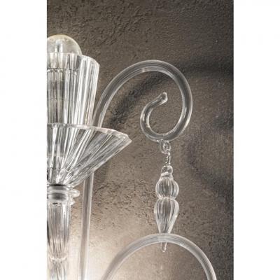 Scenographic Venetian Rigadin wall Sconce in Trasparent Murano Glass