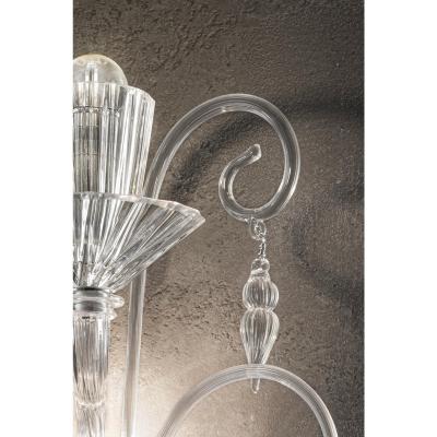 Scenographic Venetian Rigadin wall Sconce in Trasparent Murano Glass