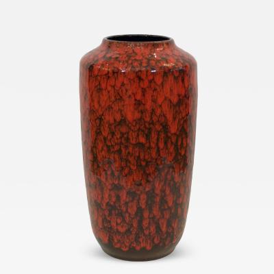 Scheurich Keramik Heavily Textural Red And Black Scale Glaze Vase