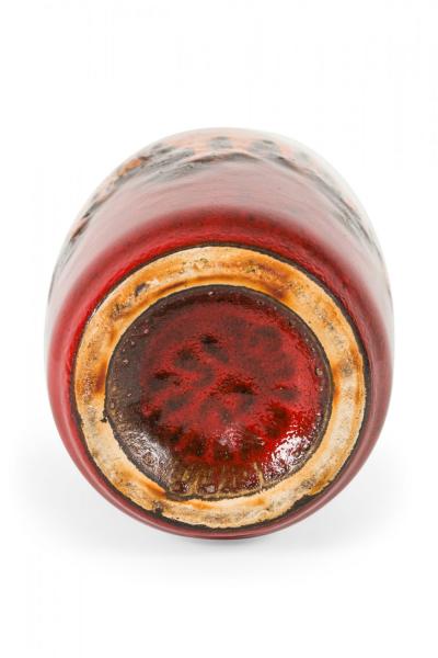 Scheurich Keramik West German Fat Lava Orange Black and Red Glazed Ceramic Vase