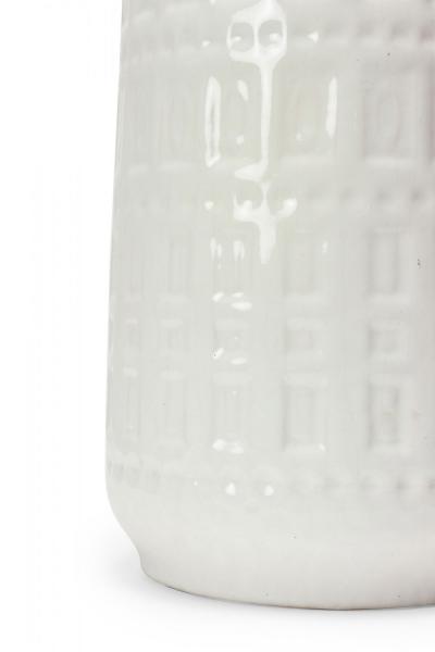 Scheurich Mid Century West German Rectangular Incised Inka Patterned White Gla