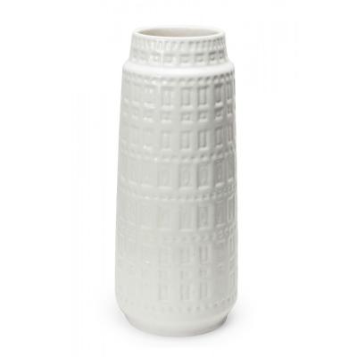 Scheurich Mid Century West German Rectangular Incised Inka Patterned White Gla