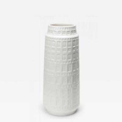 Scheurich Mid Century West German Rectangular Incised Inka Patterned White Gla