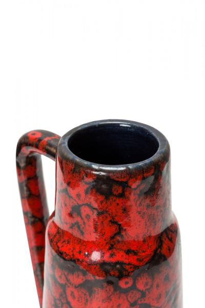 Scheurich West German Mid Century Fat Lava Red and Black Glazed Ceramic Pitcher