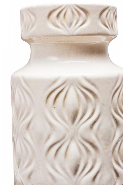 Scheurich West German Mid Century Onion Amsterdam Pattern White Cermaic Vase