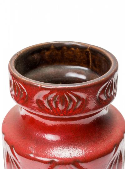 Scheurich West German Mid Century Onion Design Red Glazed Ceramic Vase